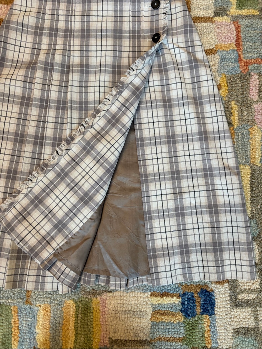 Wilfred Gray and White Plaid A-Line Skirt - Picture 3 of 3